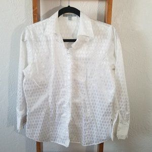 Foxcroft White Tuxedo Button Down Shirt Size 4
